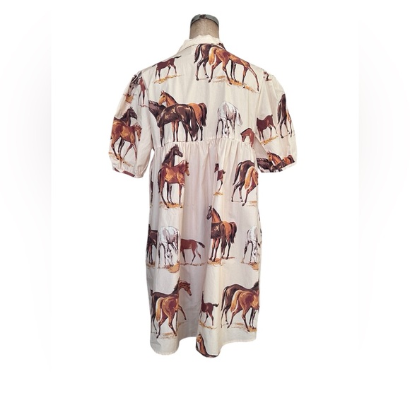 Farewell Frances Horse Gwen Short Sleeve Mini Dress Tunic NWOT Size M Cotton - Picture 3 of 6